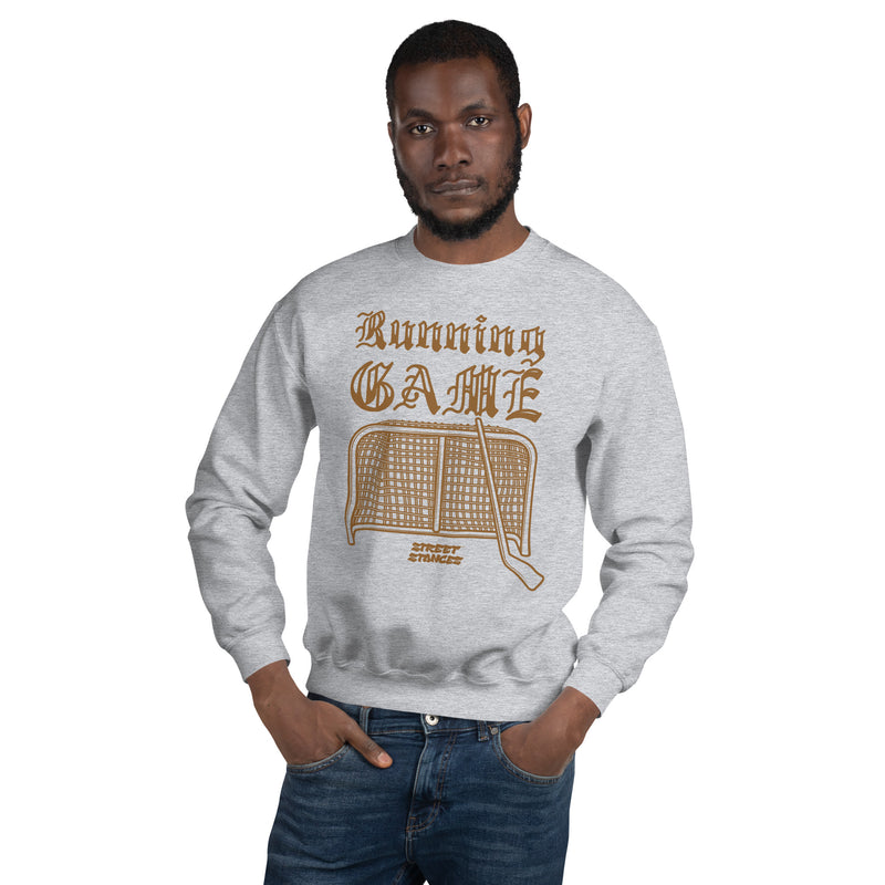 RUNNING GAME MEN'S HOCKEY DRIP GRAPHIC PRINT CREWNECK SWEATSHIRT