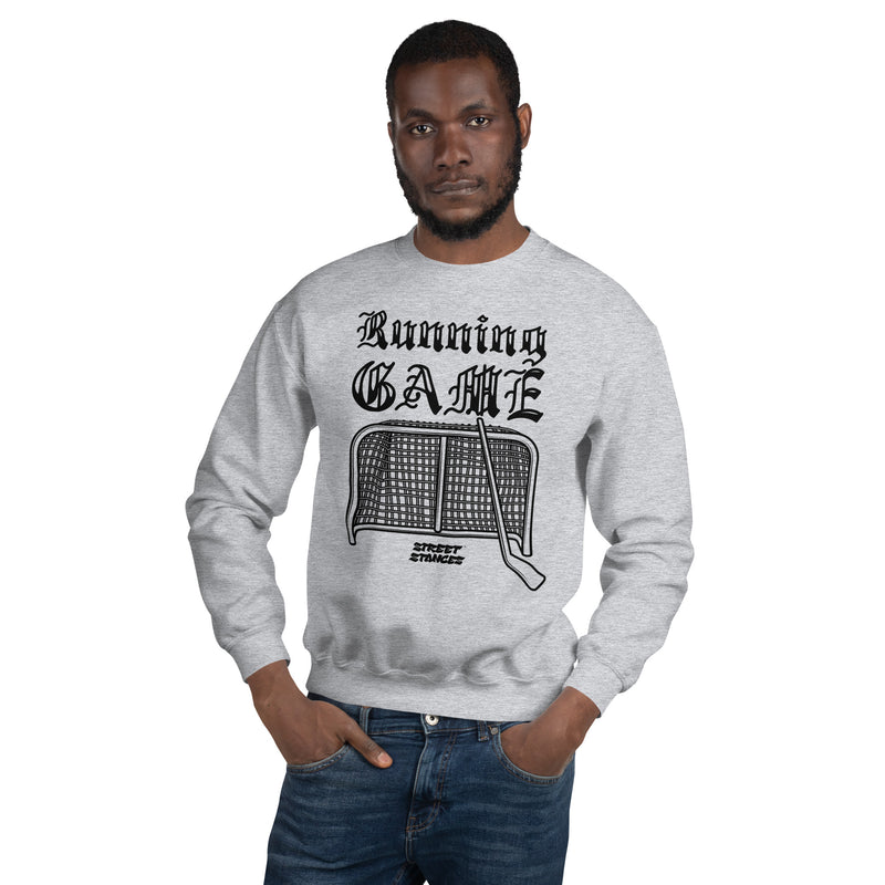 RUNNING GAME MEN'S HOCKEY DRIP GRAPHIC PRINT CREWNECK SWEATSHIRT