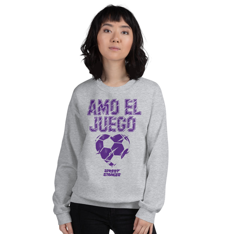 AMO EL JUEGO WOMEN'S SOCCER DRIP GRAPHIC PRINT CREWNECK SWEATSHIRT