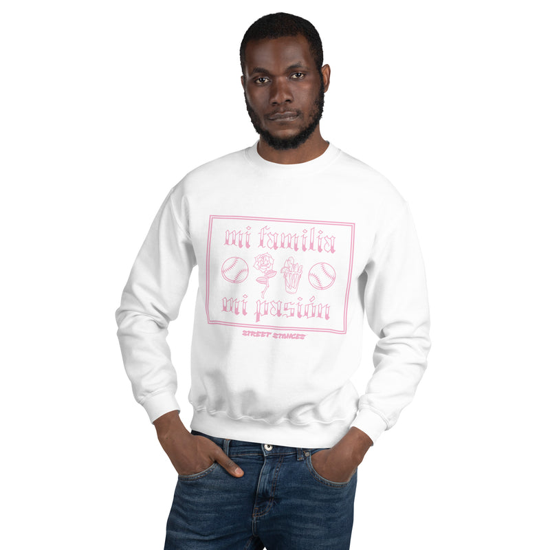 MI FAMILIA MI PASION MEN'S BASEBALLDRIP GRAPHIC PRINT CREWNECK SWEATSHIRT