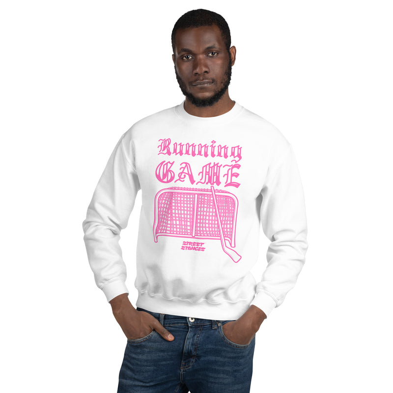 RUNNING GAME MEN'S HOCKEY DRIP GRAPHIC PRINT CREWNECK SWEATSHIRT