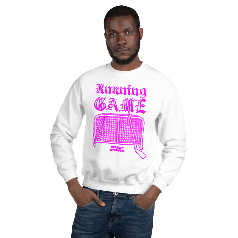 RUNNING GAME MEN'S HOCKEY DRIP GRAPHIC PRINT CREWNECK SWEATSHIRT