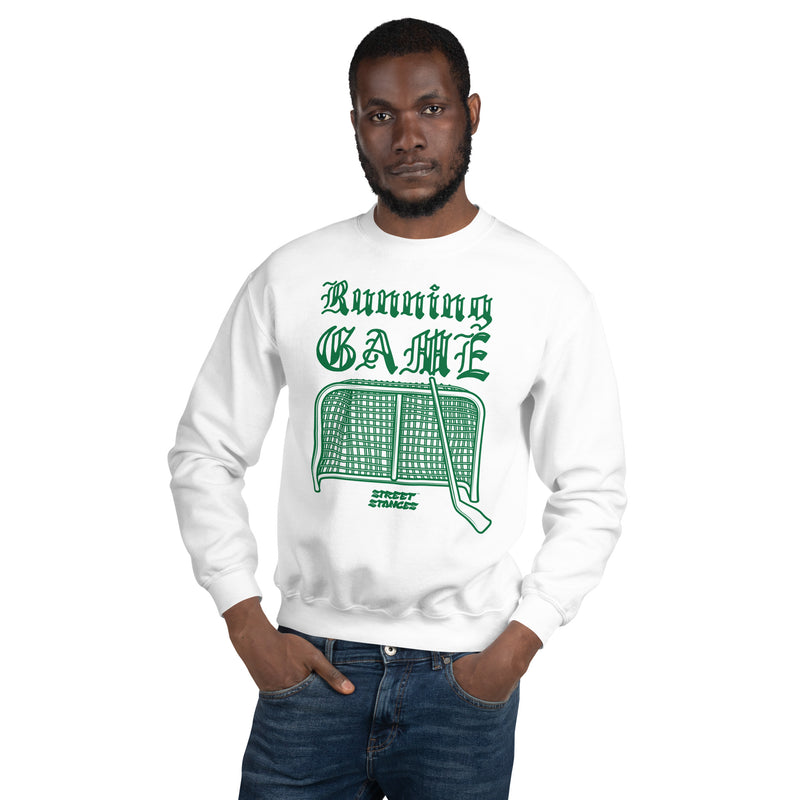 RUNNING GAME MEN'S HOCKEY DRIP GRAPHIC PRINT CREWNECK SWEATSHIRT