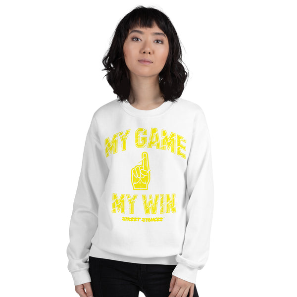 MY GAME, MY WIN WOMEN'S HOCKEY DRIP GRAPHIC PRINT CREWNECK SWEATSHIRT