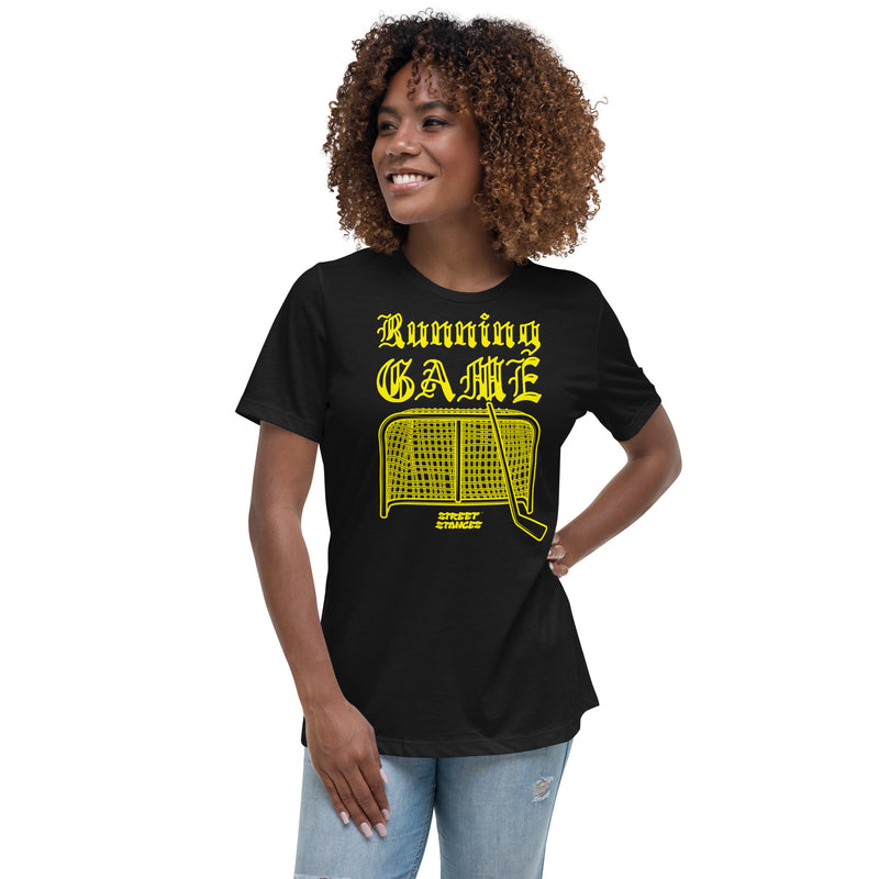 RUNNING GAME WOMEN'S HOCKEY DRIP GRAPHIC PRINT T-SHIRT