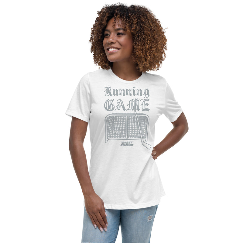 RUNNING GAME WOMEN'S HOCKEY DRIP GRAPHIC PRINT T-SHIRT