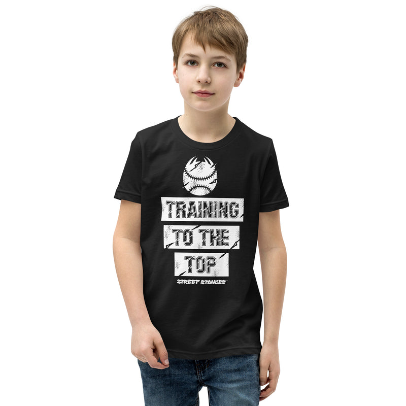 TRAINING TO THE TOP YOUTH BASEBALL DRIP GRAPHIC PRINT T-SHIRT