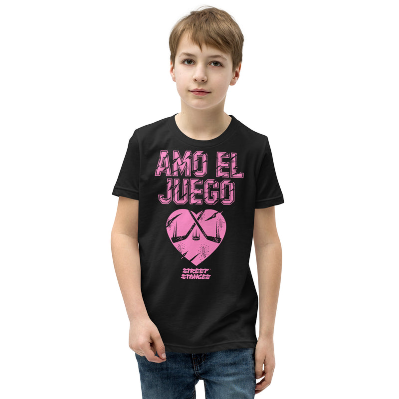 AMO EL JUEGO YOUTH HOCKEY DRIP GRAPHIC PRINT T-SHIRT